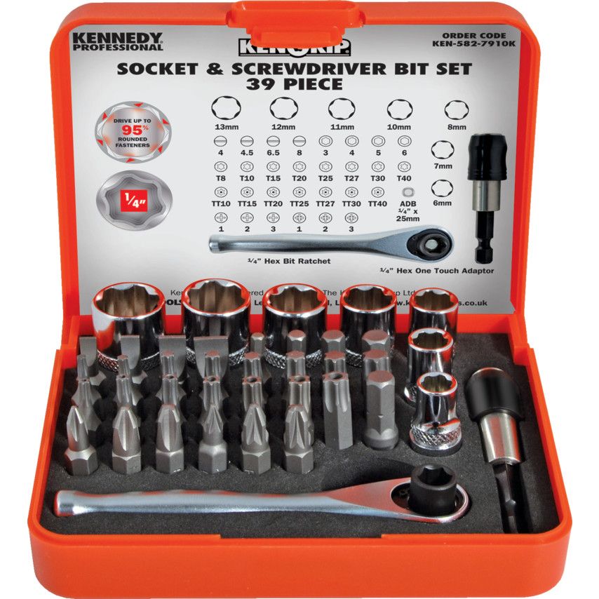 KENNEDY Socket And Screwdriver Bit Set 1/4" Buy Online in South