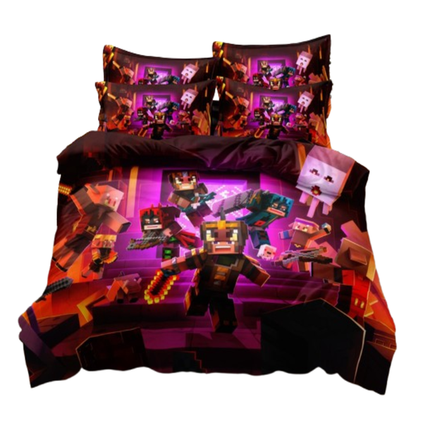 Linen Boutique - Kids Duvet Cover Set-Minecraft Battle Lair