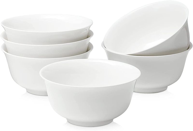 Bowl 14x7cm Rice/Noodle Porcelain White 6 Piece