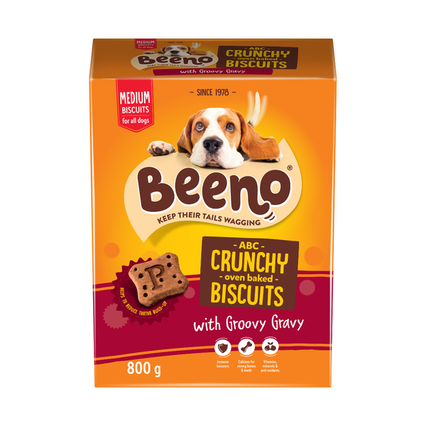 Beeno Medium Dog Biscuits 800g - Tasty Gravy Flavor Treats