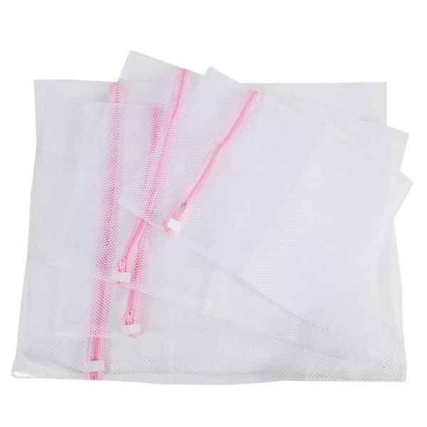 Set Of 4 Durable Coarse Mesh Laundry Bag With Zip Closure