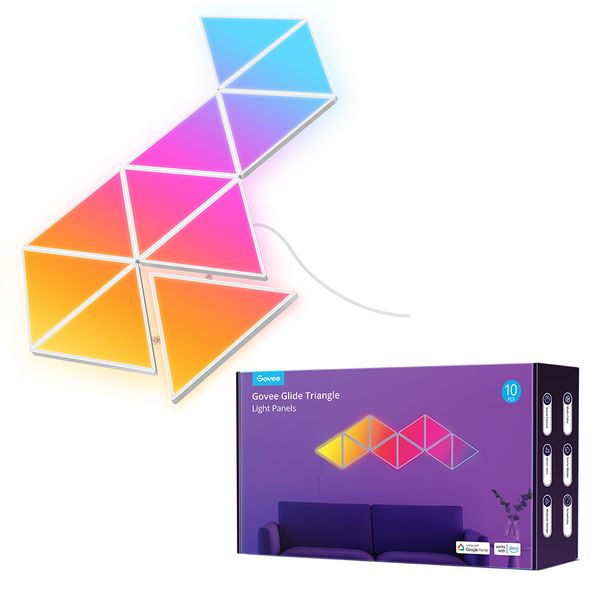 Govee Glide Triangle Light Panels (10PCS) - Smart Gaming &amp; Ambiance RGBIC