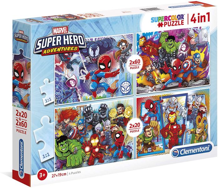 Clementoni 2X20+2X60 Piece Puzzle Superhero