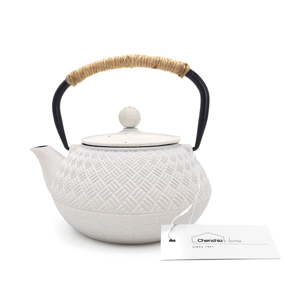 Chenshia - Handmade Authentic Cast Iron Teapot with Infuser 800ml - White