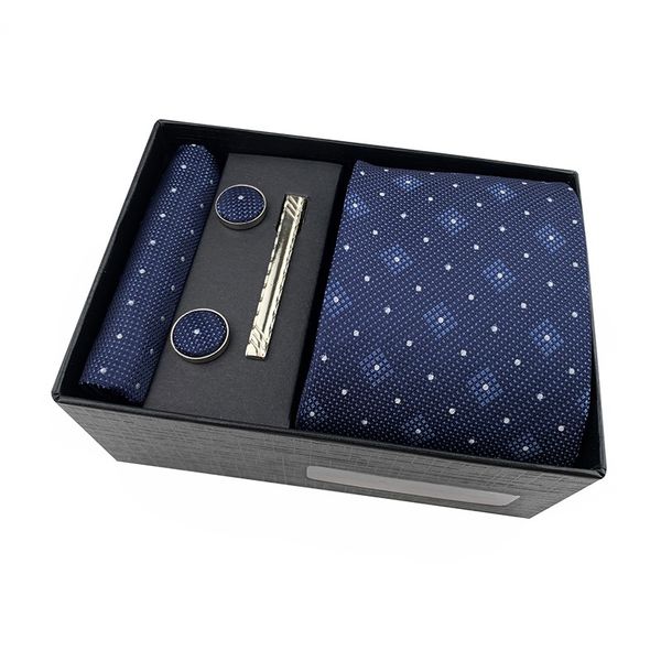 Men's LuxuryTie Gift Set Necktie Tie Clip Pocket Square Cufflinks