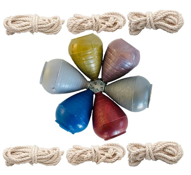 Party &amp; Classroom Kids Prizes - Retro Spinning Top &amp; String - Set of 6