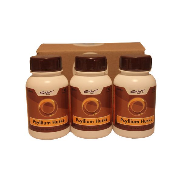 3 x Sally T. Psyllium Husks Refined Roughage 500mg 120 Caps (Value Pack)