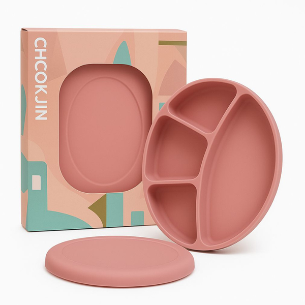 Silicone Divided Plate with Lid - Baby and Toddler Feeding Plate