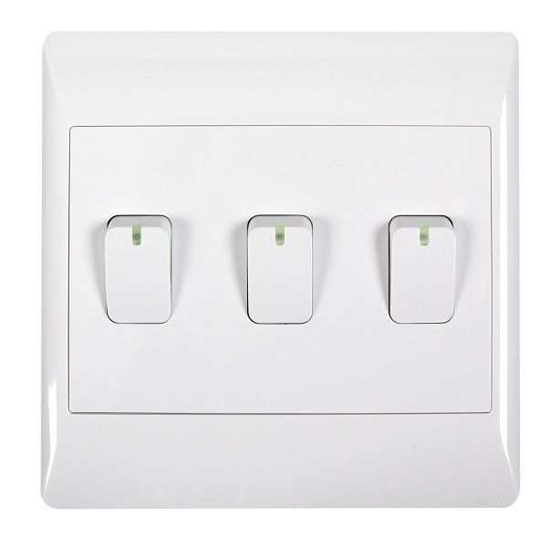 3 Lever 1 Way Light Switch for 4 X 4 Electrical Box In White