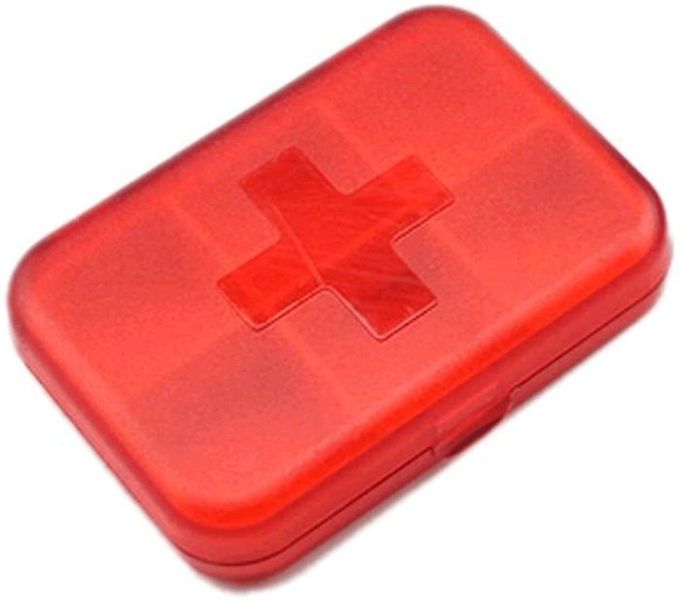 6 Compartment Pocket Pill Travel Box - Red