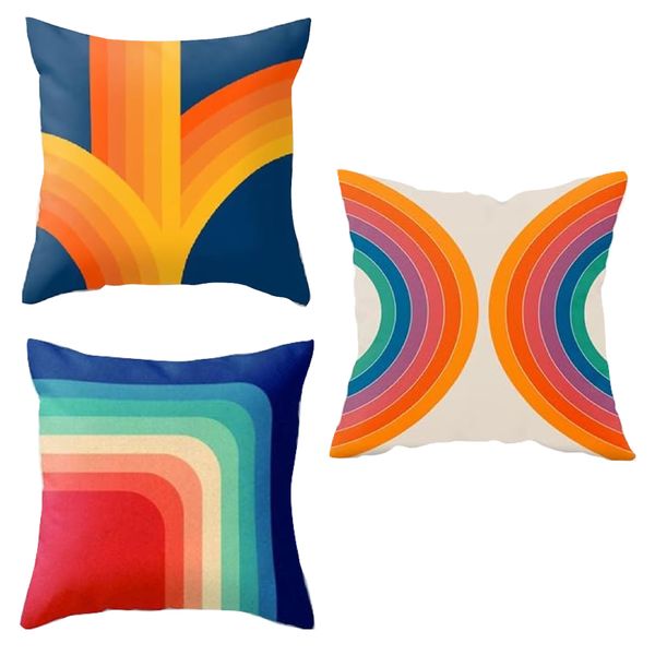 Decor Double Sided Rainbow Fusion Style Throw Pillow Set of 3 - 45cm