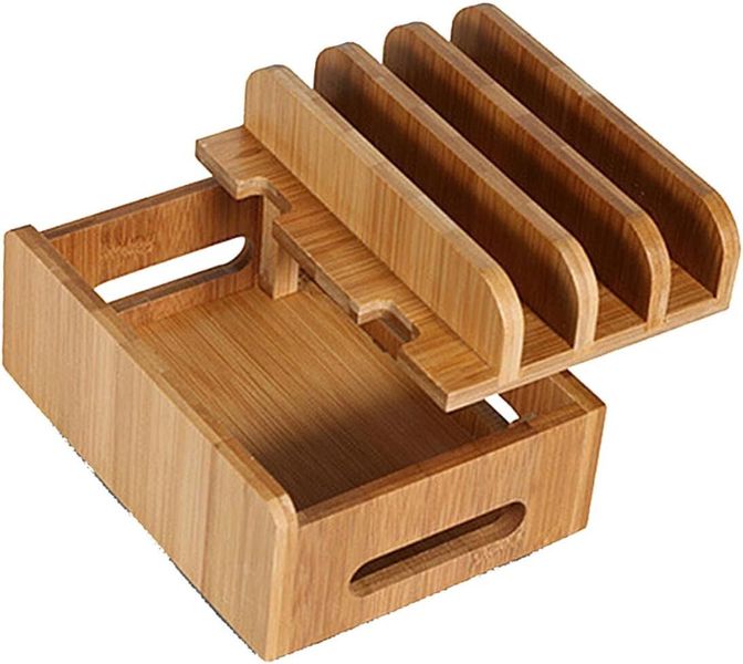 Bamboo Phone Stand Holder for Mobile Phone and Tablet Adjustable Height