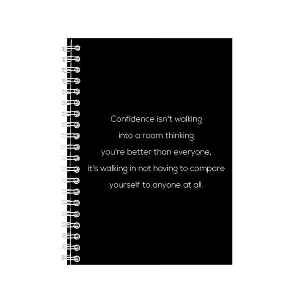 Confidence A5 Notebook Spiral Lined Motivational Saying Graphic Notepad 169