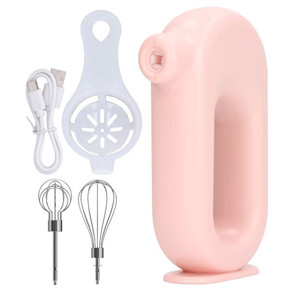 Electric Hand Mixer Charging 4 Level Adjustment Electric Eggbeater Pink