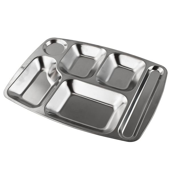 Stainless Steel Plates Divided Serving Platter Trays Portion Control - 10 Pack