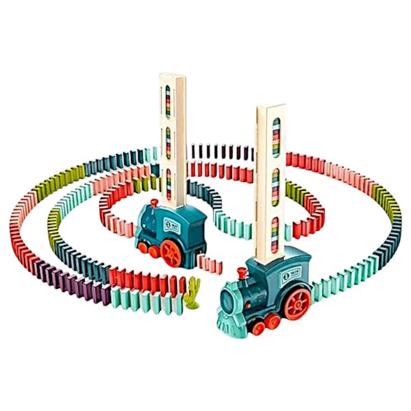 Toy Train with Toy Dominoes for Kids - Blue and Orange