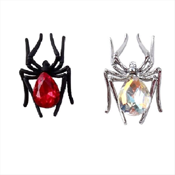 Spider Ornaments Alloy Studded Manicure Decoration Black &amp; Silver