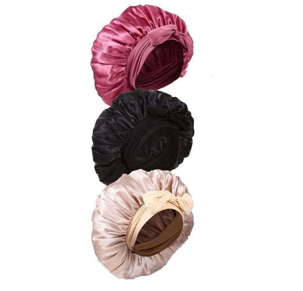 Silk Bonnet for Sleeping, Extra Large Satin Bonnet with Tie Band 3 Pack