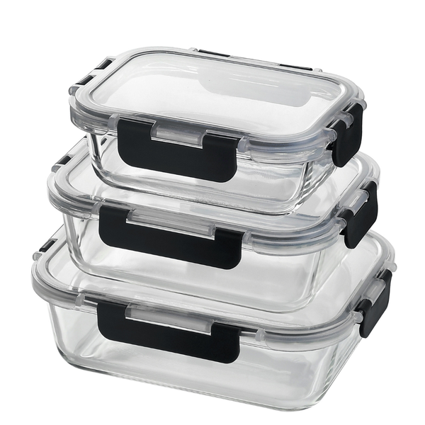 Milex 3 Piece Locking Lid Glass Container Set