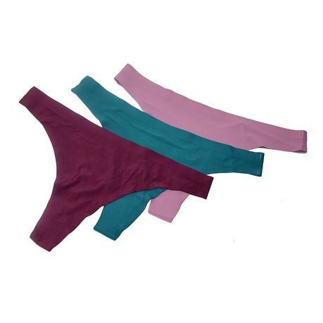 Women's Seamless Thongs Underwear Ice Silk Comfy G-String Pack of