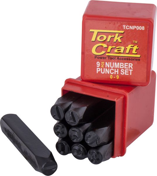 Tork Craft - Number Punch Set 8mm (0-9mm) Black Finish - 4 Pack