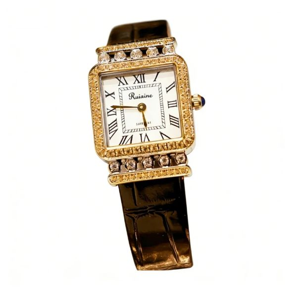 RUIXINE Women'S Watch With A Natural Mother-Of-Pearl Dial A Dazzling Bezel