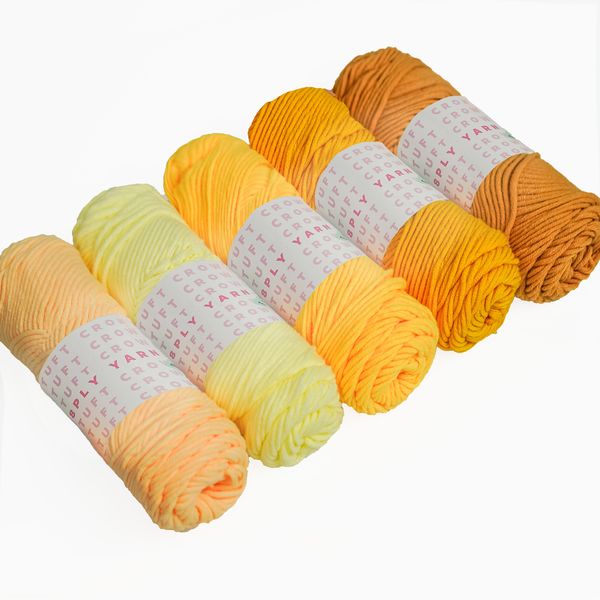 TUFT CROWD - Yellow Yarn, 8-ply Tufting Yarn ( 5 x 100g ) , Knitting Yarn
