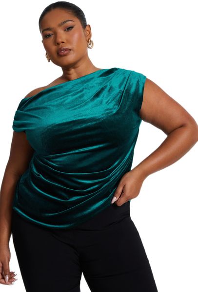 Quiz - Women Curve Bottle Green Velvet Top