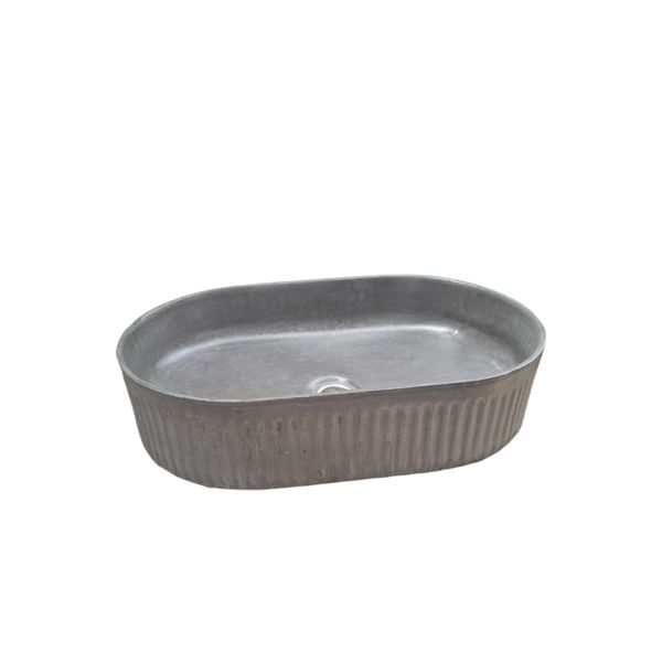 The Triton Charcoal 50.5 x 32 x 12cm Bespoke Ribbed Concrete Sink