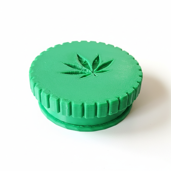 Cannabis Grinder - 3D Printed 2-Piece Manual Herb Crusher - Leaf Design