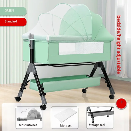 Foldable Bedside Crib Multi Functional Baby Bassinet with changing table