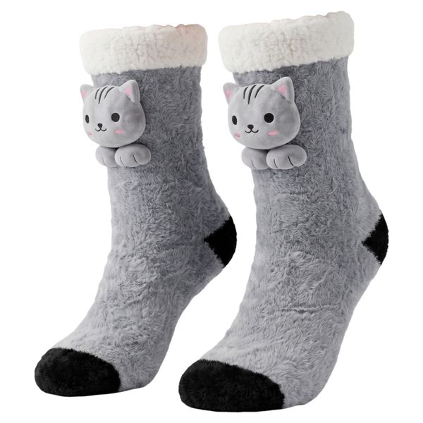 Cute Animal Premium Thermal Fuzzy Slipper Winter Socks Warm &amp; Thick For Her