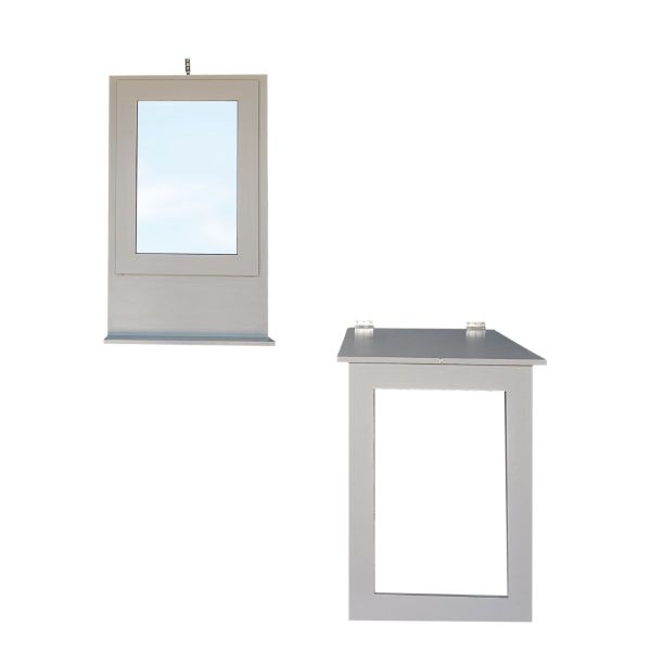 Fold Up Wall Mounted Desk &amp; Mirror 100x60cm - Desert Taupe