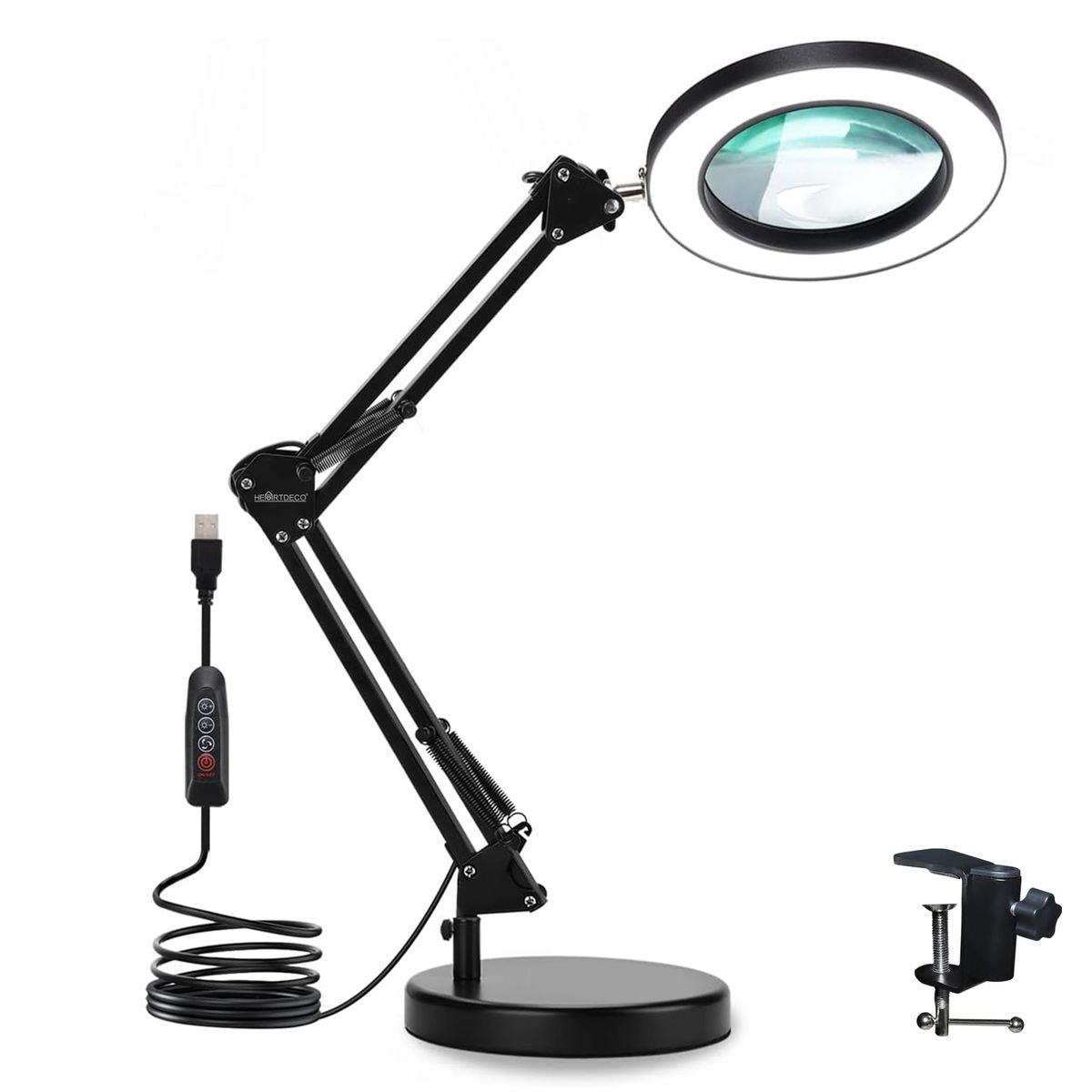 Heartdeco 2 in 1 Desktop Magnifying Glass with LED Lamp