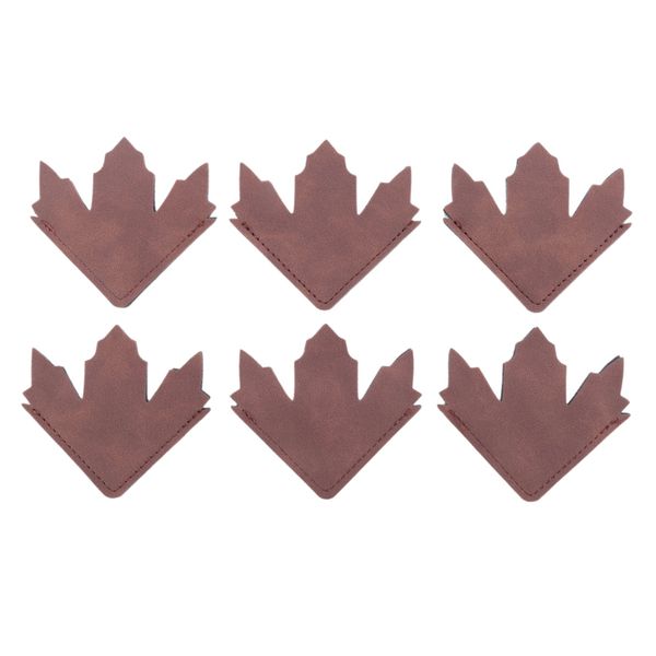 6Pcs Pu Leather Maple Leaf Bookmarks Page Corner Handmade Book Marks