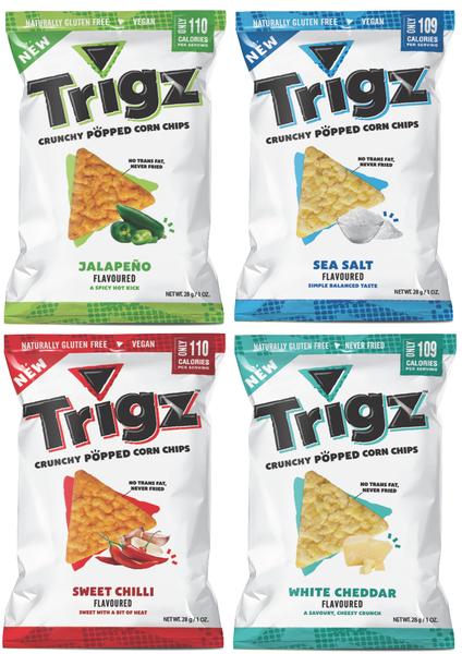 Corn Chips | Jalapeno, Sea Salt, Sweet Chilli, Wh Cheddar | 40 Pack | Trigz