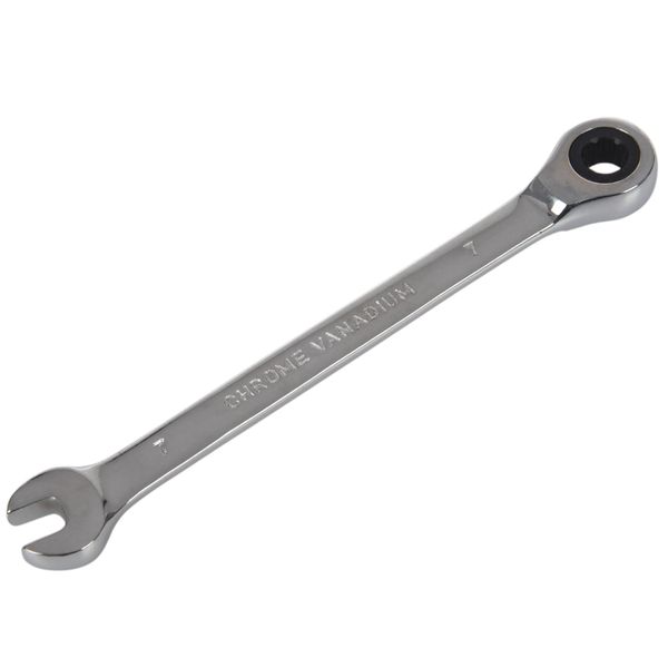 Steel Fixed Head Spanner Gear Wrench Open End &amp; Ring Size 7Mm