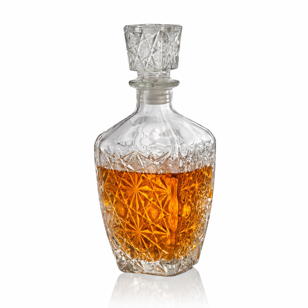 Diamond Cut Whiskey Decanter with Airtight Lid - 900ml
