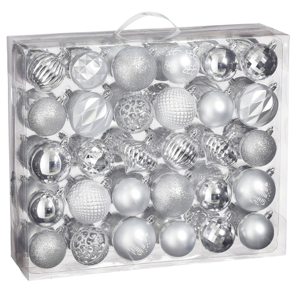 Tree Decorations : Silver - 60 pieces