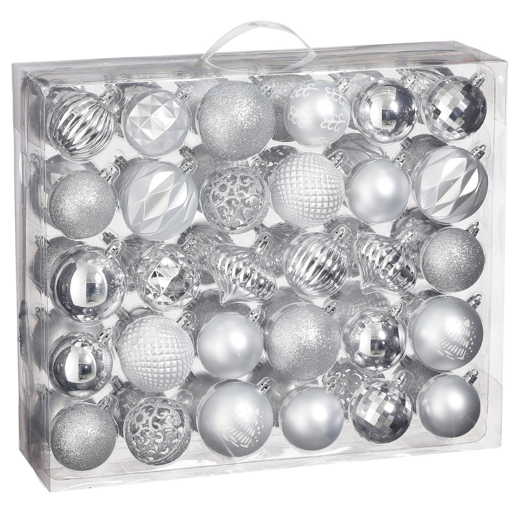 Tree Decorations : Silver - 60 pieces