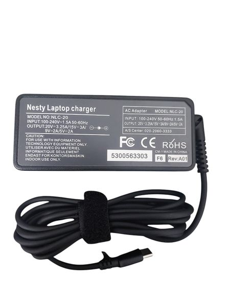 NESTY Replacement Type-C Laptop Charger Compatible for Lenovo 65W USB-C