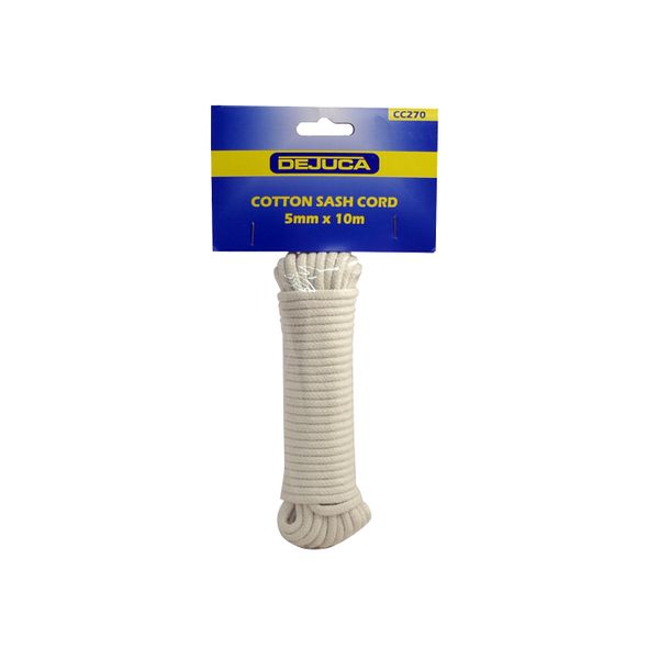 Dejuca - Cotton Sash Cord - 5mm X 10m - Cord - 5mm - (hank) - 8 Pack
