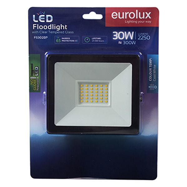 LED 30w Floodlight Black with no Sensor Blister