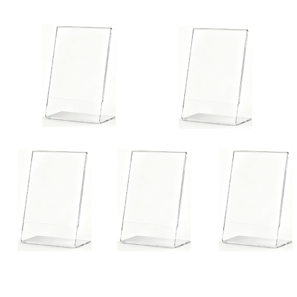 A5 Acrylic Menu Stand L-Shaped Sign Holder Table Display - Pack of 5