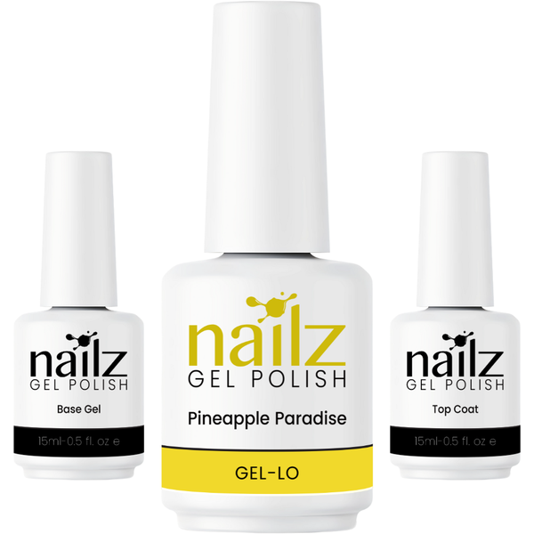 Nailz Gel Polish 15ml Gel-Lo - Pineapple Paradise + Base Gel + Top Coat