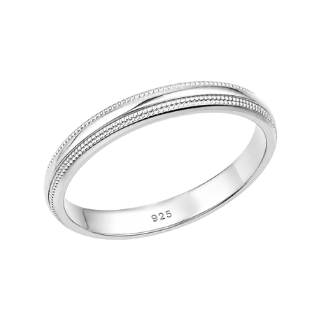 Double Milgrain 3mm Band Ring Sterling Silver 925 Image