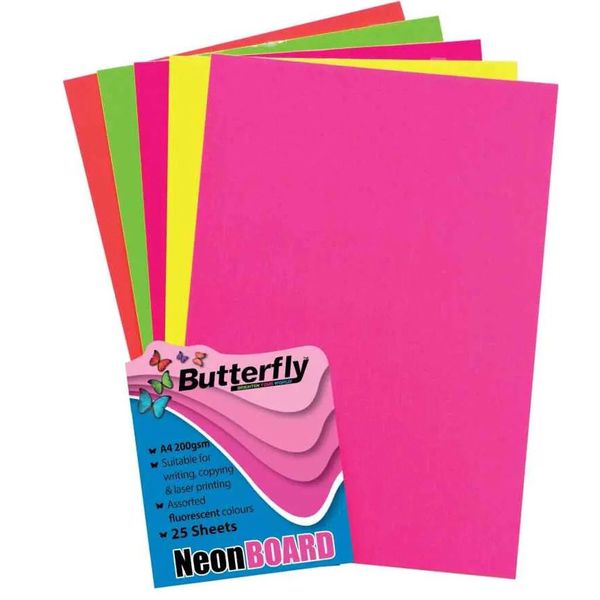 Fluorescent Board A4 160gsm Assorted Colours (Pack of 25) x 6