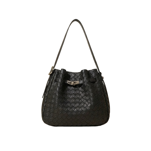 Woven Leather Women's Bucket Bag, Retro High-End Crossbody Tote Handbag