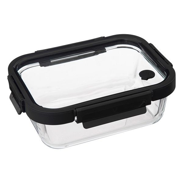 5five Glass Food Storage Container with Black Cliplock Lid &amp; Airvent 900ml