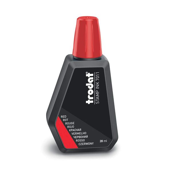 Trodat 7011 Water-Based Red Ink - 28 ml (1 oz) Bottle